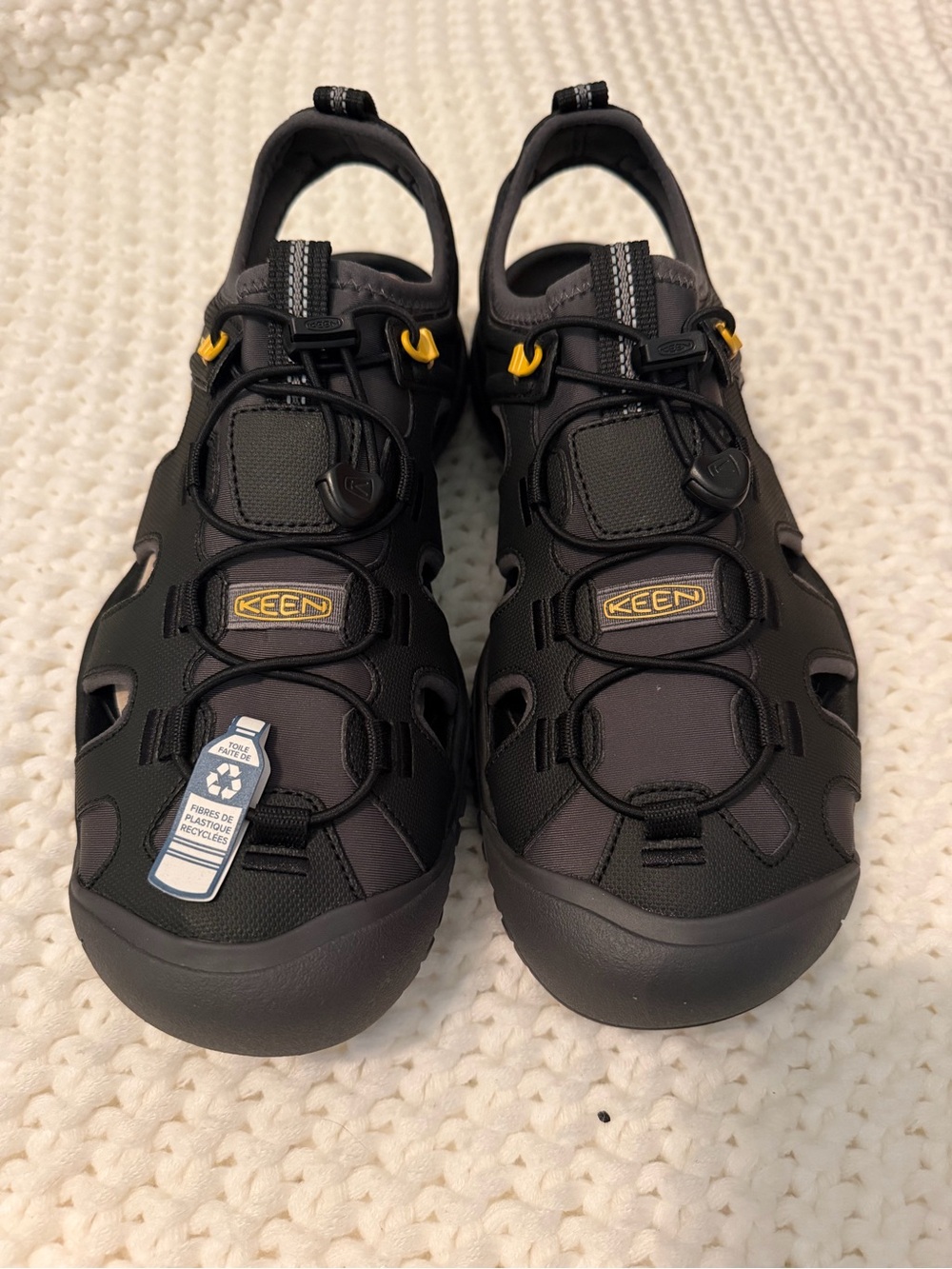 Keen Men's Black Sandal with Yellow Accents